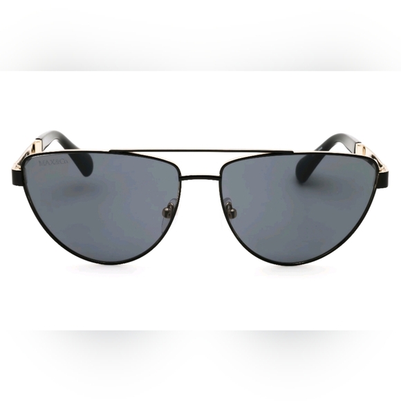 MAX&CO MO0129-01A-57 SHINY BLACK NEW AVIATOR SUNGLASSES Size- 57:14:140MM Unisex - Picture 4 of 5